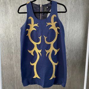 Twelve by Twelve Blue/Gold Racer Back Dress